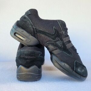 SANSHA Shoes Womens 5M Black Skazz Split Sole Jazz Dance Sneaker Suede Mesh Lace
